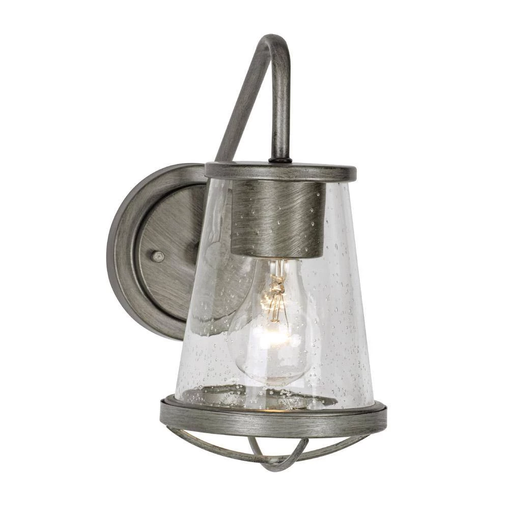 Darby 5.75 in. 1-Light Weathered Iron Industrial Wall Mount Sconce Light with Clear Seeded Glass Shade by Designers Fountain 6 Darby 5.75 in. 1-Light Weathered Iron Industrial Wall Mount Sconce Light with Clear Seeded Glass Shade by Designers Fountain - Image 4