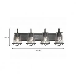 Darby 30 in. 4-Light Weathered Iron Industrial Bathroom Vanity Light with Clear Seeded Glass Shades by Designers Fountain -Designers Fountain Shop weathered iron designers fountain vanity lighting 87004 wi 40 1000