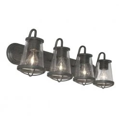 Darby 30 in. 4-Light Weathered Iron Industrial Bathroom Vanity Light with Clear Seeded Glass Shades by Designers Fountain -Designers Fountain Shop weathered iron designers fountain vanity lighting 87004 wi 77 1000