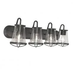 Darby 30 in. 4-Light Weathered Iron Industrial Bathroom Vanity Light with Clear Seeded Glass Shades by Designers Fountain -Designers Fountain Shop weathered iron designers fountain vanity lighting 87004 wi a0 1000