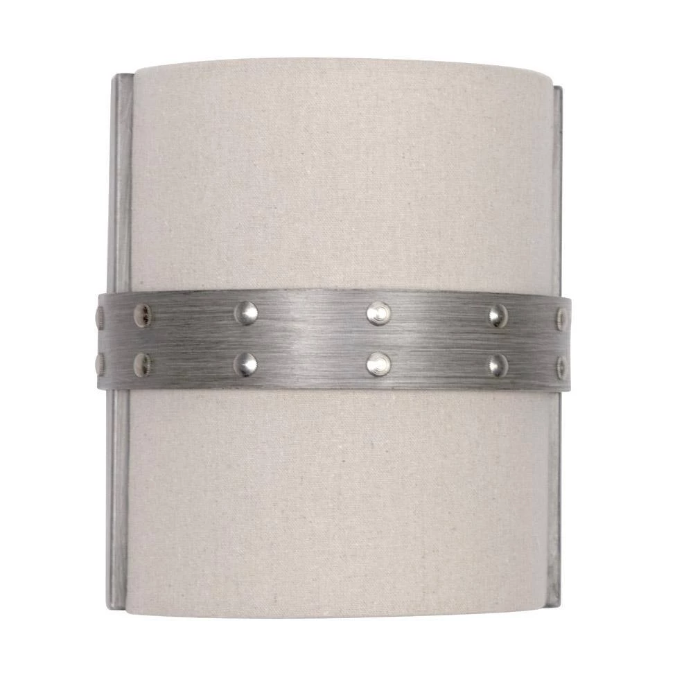 7.75 in. Garrett 1-Light Weathered Iron Rustic Wall Mount Sconce Light with Beige Fabric Shade by Designers Fountain 10 7.75 in. Garrett 1-Light Weathered Iron Rustic Wall Mount Sconce Light with Beige Fabric Shade by Designers Fountain - Image 8