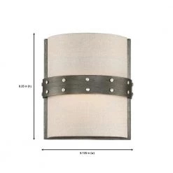 7.75 in. Garrett 1-Light Weathered Iron Rustic Wall Mount Sconce Light with Beige Fabric Shade by Designers Fountain 16 7.75 in. Garrett 1-Light Weathered Iron Rustic Wall Mount Sconce Light with Beige Fabric Shade by Designers Fountain -Designers Fountain Shop weathered iron designers fountain vanity lighting 92401 wi c3 1000