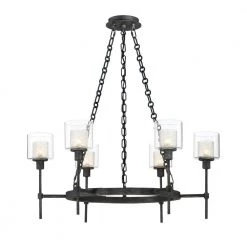 Cazadero 6-Light Weathered Pewter Chandelier with Clear Outer shade by Designers Fountain