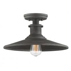 14 in. Aurora 1-Light Weathered Pewter Ceiling Light Semi Flush Mount by Designers Fountain