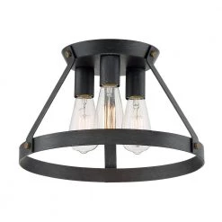 15 in. Wicker Park 3-Light Weathered Pewter Ceiling Light Semi Flush Mount by Designers Fountain