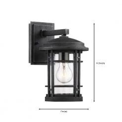 Barrister 11.5 in. Weathered Pewter 1-Light Outdoor Wall Lamp with Clear Glass Shade by Designers Fountain -Designers Fountain Shop weathered pewter designers fountain outdoor sconces 22421 wp 66 1000