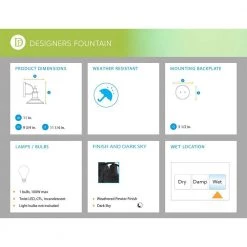 Portland 9.75 in. 1 Light Weathered Pewter Outdoor Wall Lantern with Dark Sky Shade by Designers Fountain -Designers Fountain Shop weathered pewter designers fountain outdoor sconces 33141 wp 31 1000