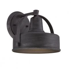 Portland 9.75 in. 1 Light Weathered Pewter Outdoor Wall Lantern with Dark Sky Shade by Designers Fountain
