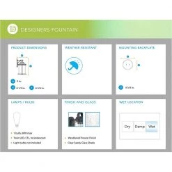 Easton 8.5 in. Weathered Pewter 1-Light Outdoor Wall Lamp with Clear Seedy Glass Shade by Designers Fountain -Designers Fountain Shop weathered pewter designers fountain outdoor sconces d221m 5ow wp 40 1000