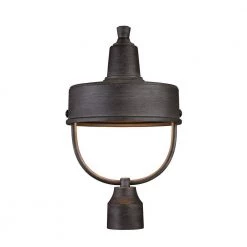 Portland 17.5 in. 1 Light Weathered Pewter Outdoor Post Lamp with Dark Sky Shade by Designers Fountain