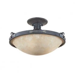 16.25 in. Austin 3-Light Weathered Saddle Ceiling Light Semi Flush Mount by Designers Fountain