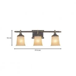 27.5 in. Austin 3-Light Weathered Saddle Rustic Bathroom Vanity Light with Satin Crepe Glass Shades by Designers Fountain -Designers Fountain Shop weathered saddle designers fountain vanity lighting 97303 wsd 1d 1000