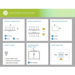27.5 in. Austin 3-Light Weathered Saddle Rustic Bathroom Vanity Light with Satin Crepe Glass Shades by Designers Fountain -Designers Fountain Shop weathered saddle designers fountain vanity lighting 97303 wsd 31 1000