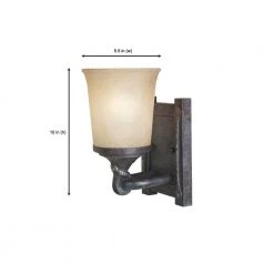 5.5 in. Austin 1-Light Weathered Saddle Rustic Wall Mount Sconce Light with Satin Crepe Glass Shade by Designers Fountain -Designers Fountain Shop weathered saddle designers fountain wall sconces 97301 wsd 1d 1000