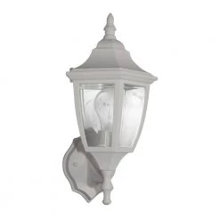 14.25 in. White 1-Light Outdoor Wall Lamp with Clear Glass Shade by Designers Fountain -Designers Fountain Shop white designers fountain outdoor sconces 2462 wh c3 1000